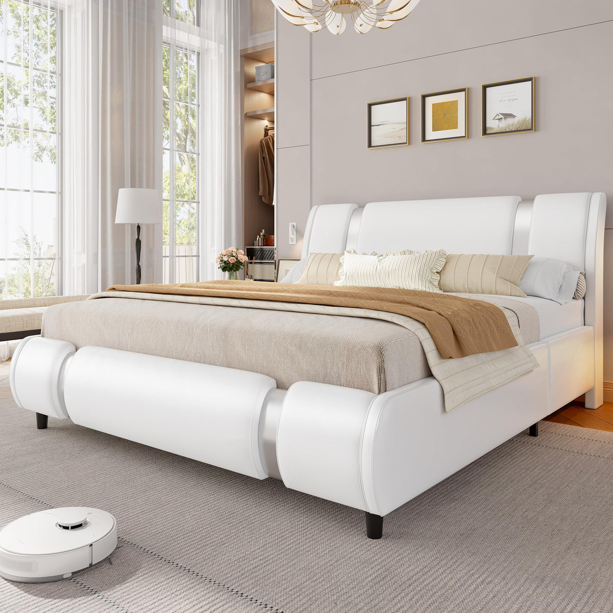 Curved Footboard Upholstered Beds