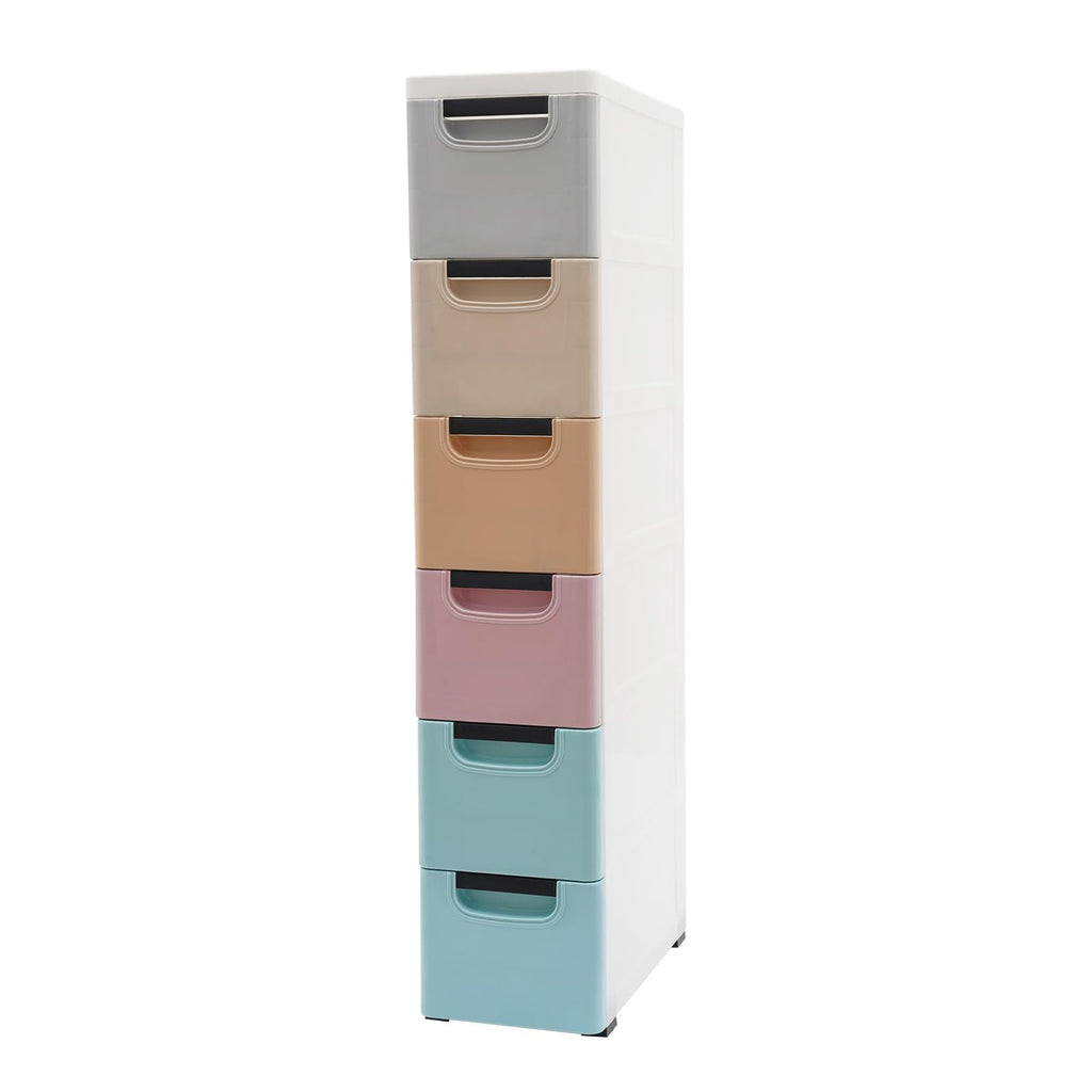 White 5 Drawer Rolling Slim Plastic Storage Cabinet