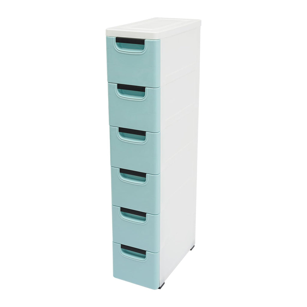 White 5 Drawer Rolling Slim Plastic Storage Cabinet