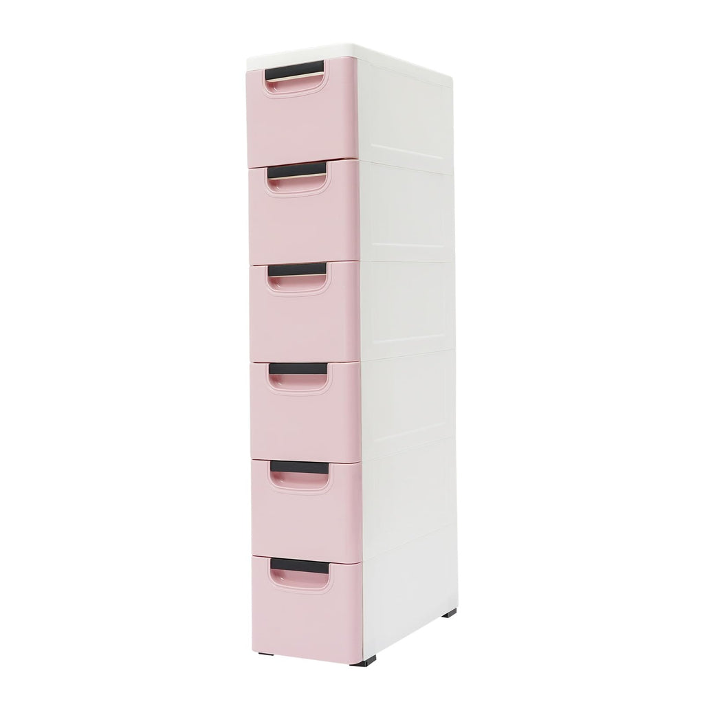 White 5 Drawer Rolling Slim Plastic Storage Cabinet
