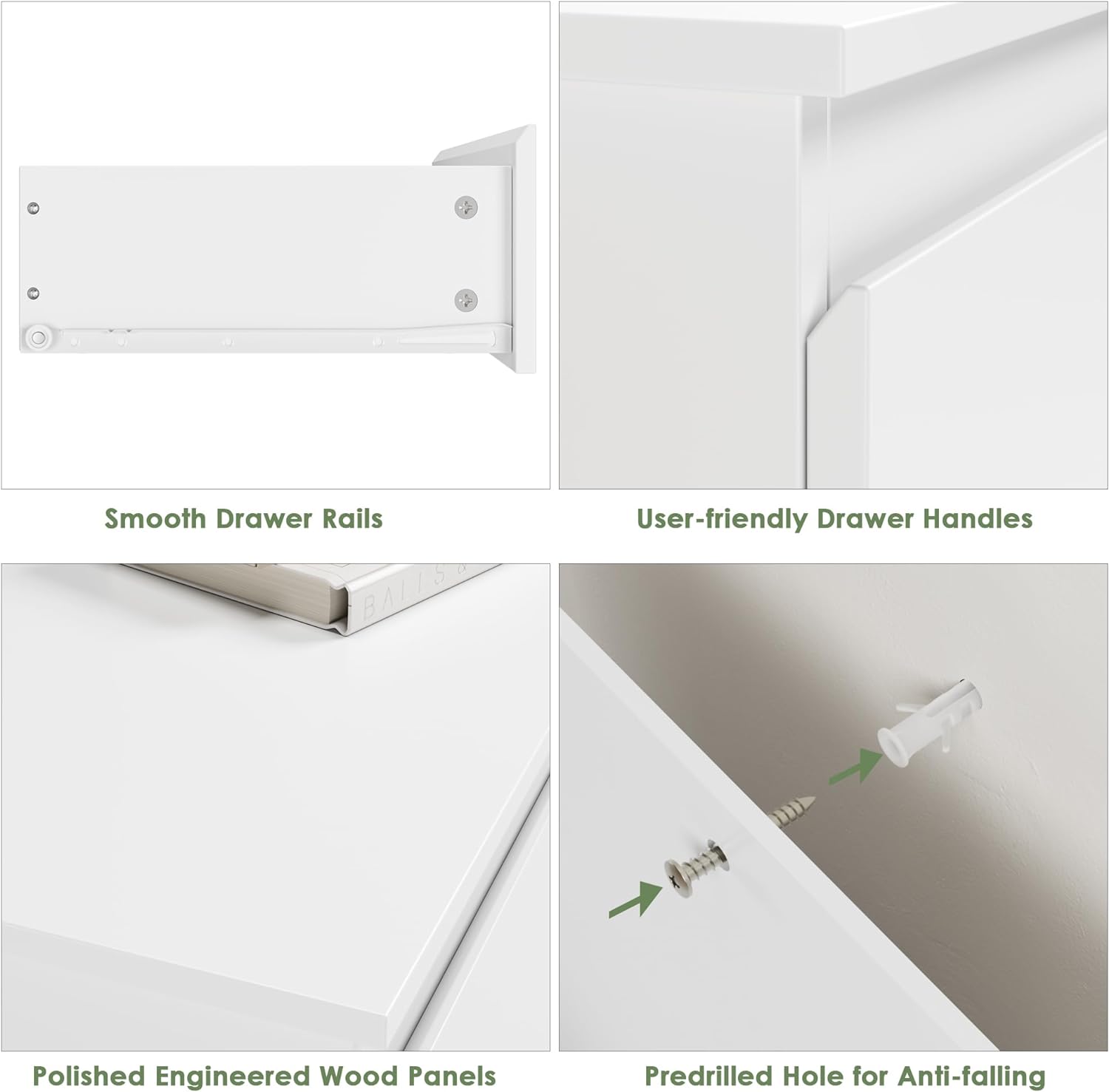 White 3 Drawer Storage Bedside Nightstand Side Table