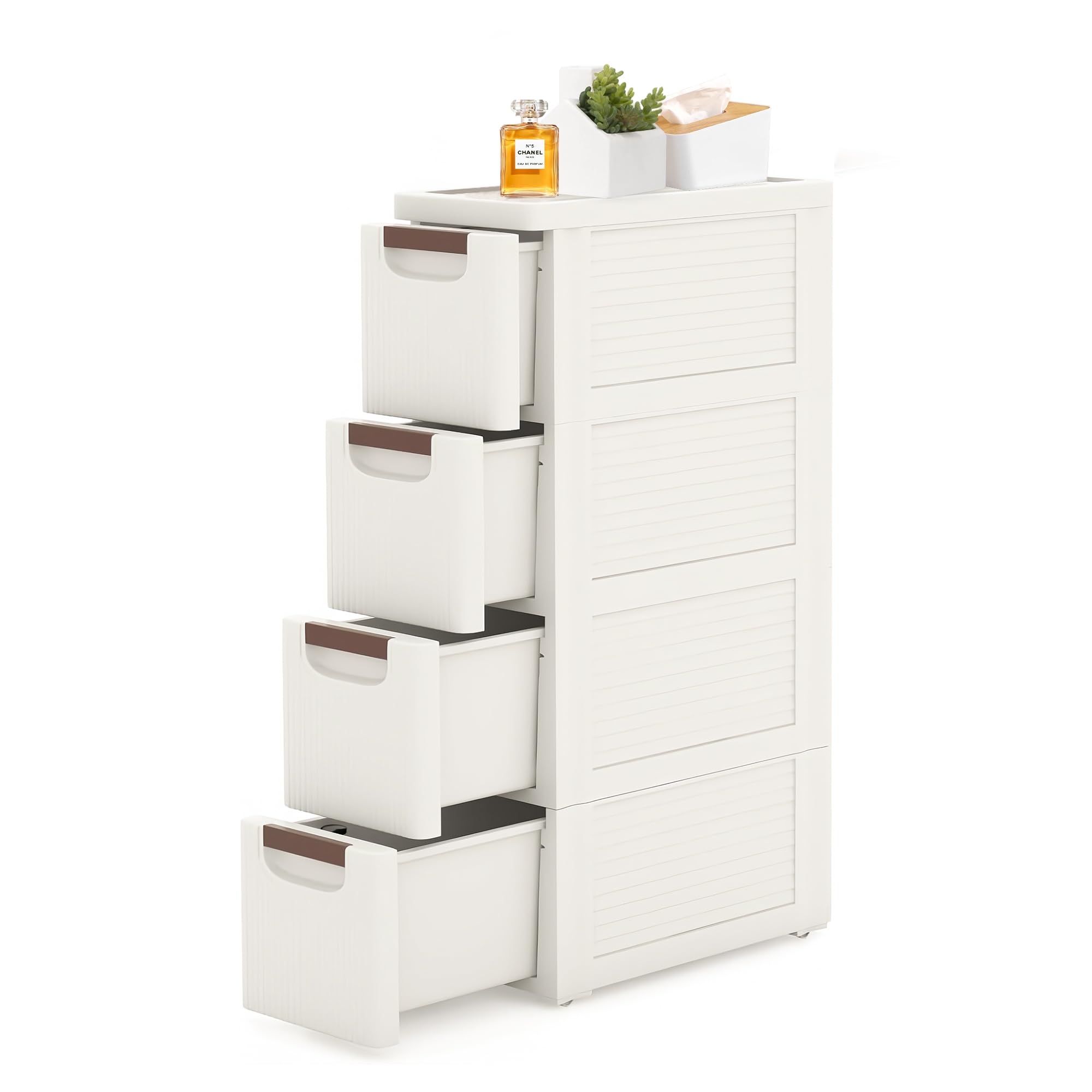 White Rolling 5 Drawer Slim Storage Organizer Cart