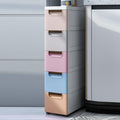 White 5 Drawer Rolling Slim Plastic Storage Cabinet