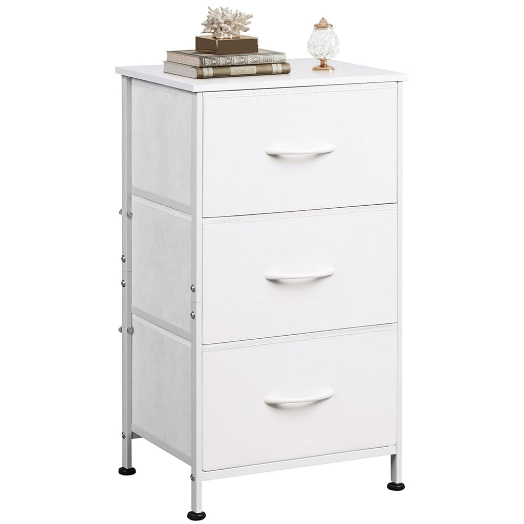 Charcoal Black Wood Top 3 Drawer Fabric Nightstand