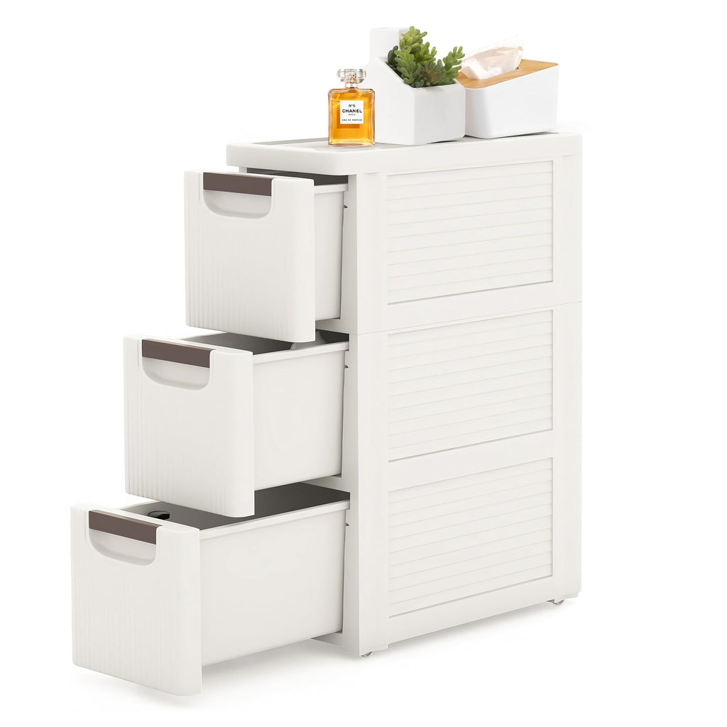 White Rolling 5 Drawer Slim Storage Organizer Cart