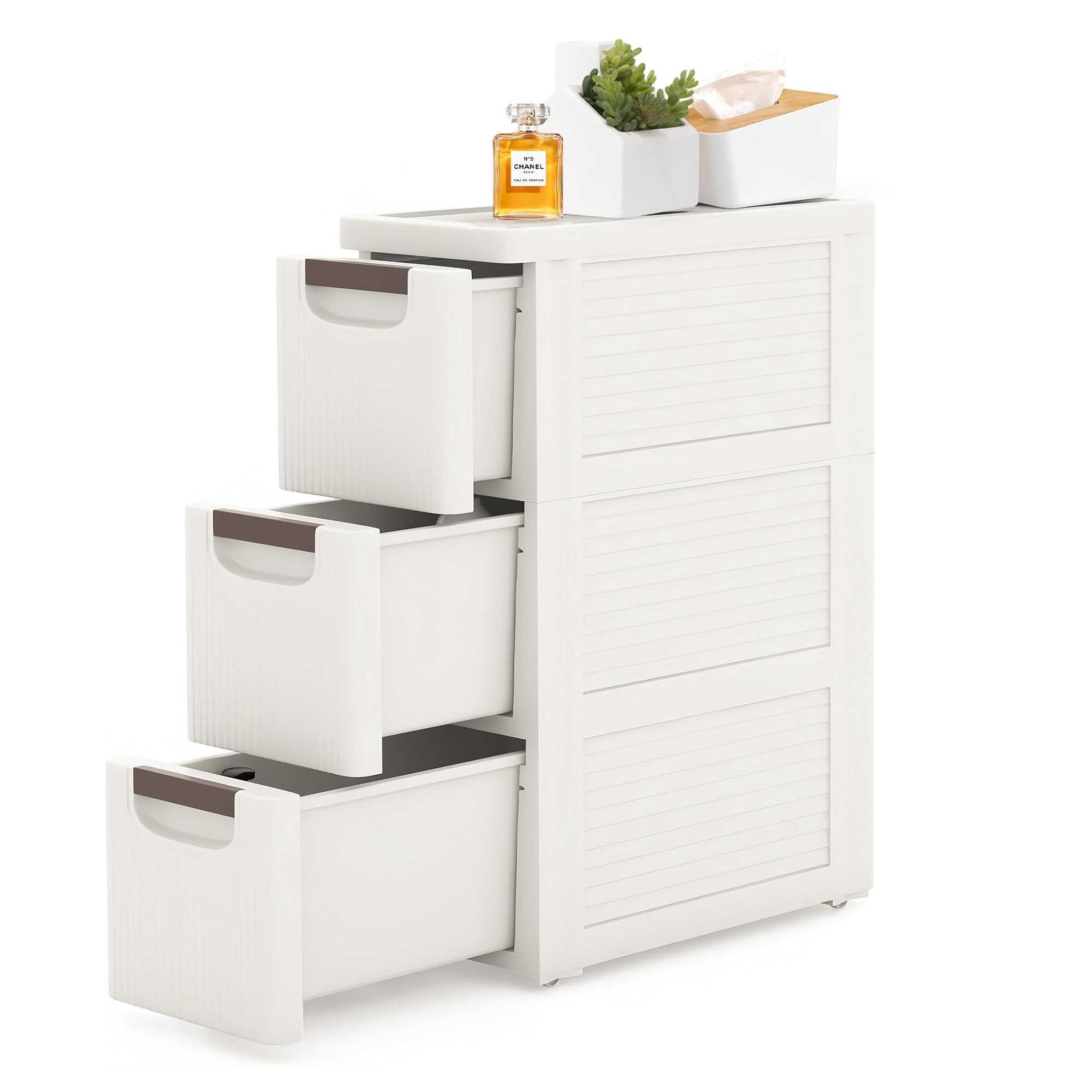 White Rolling 5 Drawer Slim Storage Organizer Cart