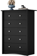 White 5 Drawer Tall Wooden Storage Dresser Cabinet