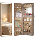 LED Lockable White Full Length Hanging Jewelry Armoire
