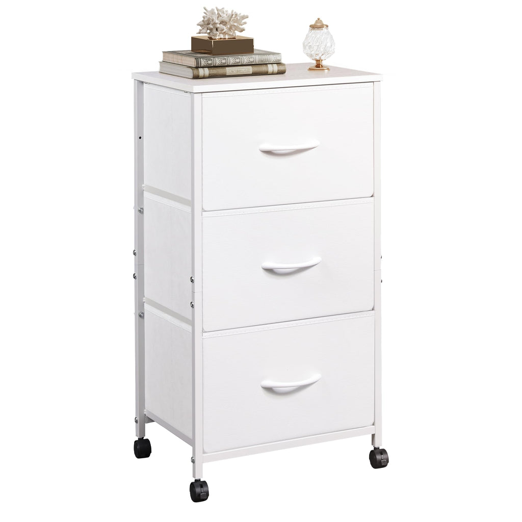 Charcoal Black Wood Top 3 Drawer Fabric Nightstand