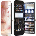 LED Lockable White Full Length Hanging Jewelry Cabinet