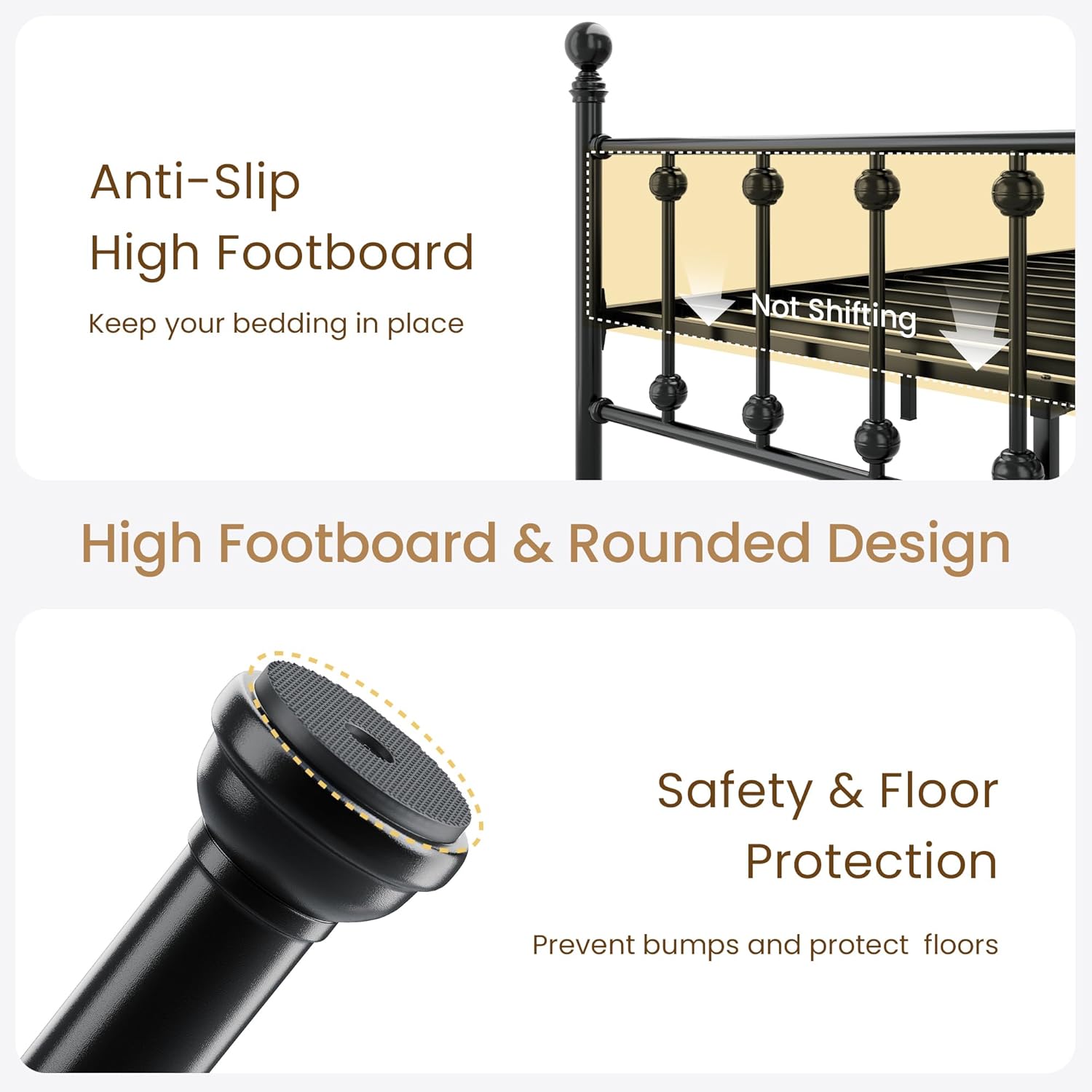 Black Victorian Curved Headboard King Metal Bed Frame