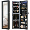 White Lockable Wall Mount Full Length Jewelry Armoire
