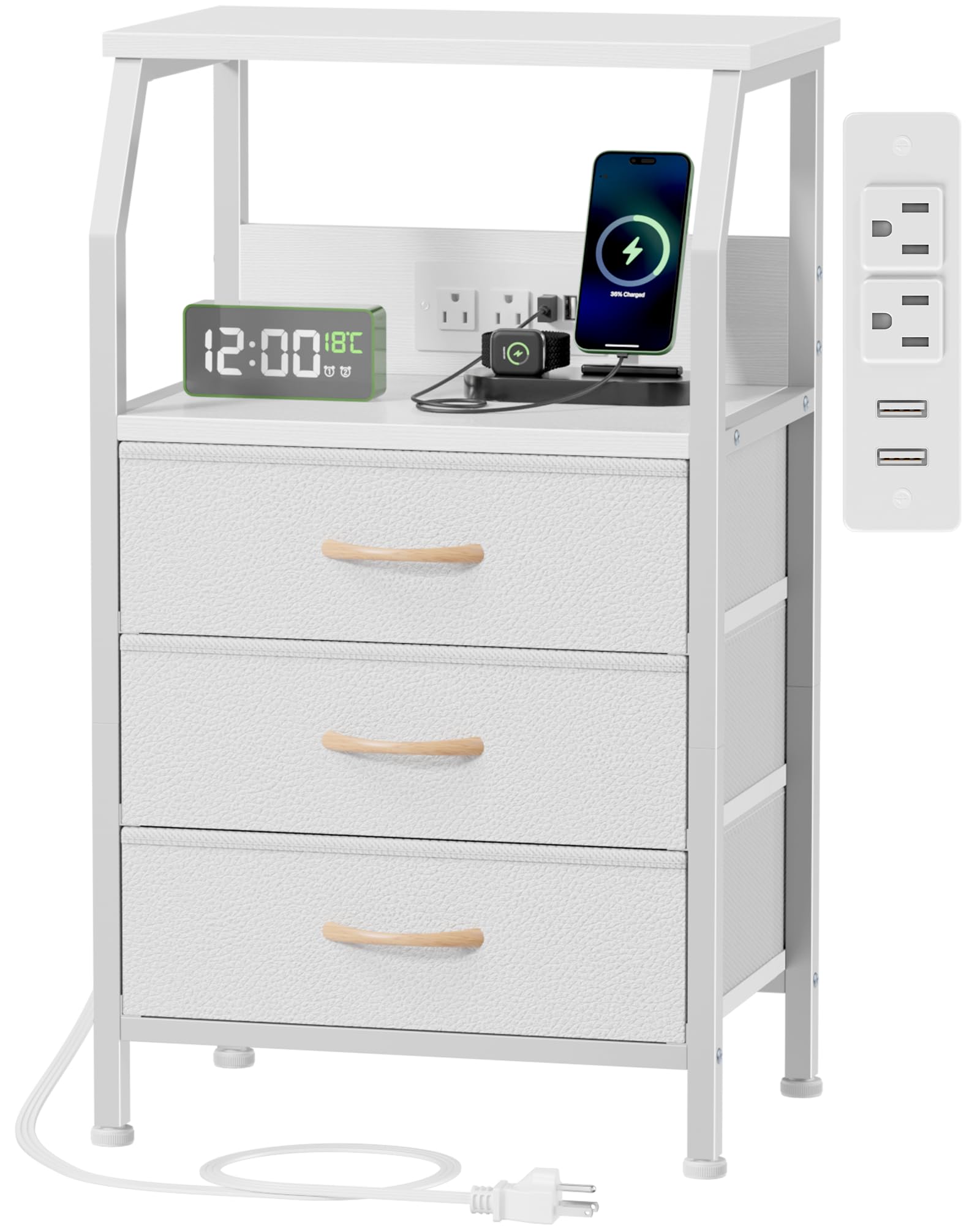 Rustic Brown 5 Drawer Dresser with Charging Station