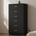 White 6 Drawer Tall Wood Dresser with Power Outlets