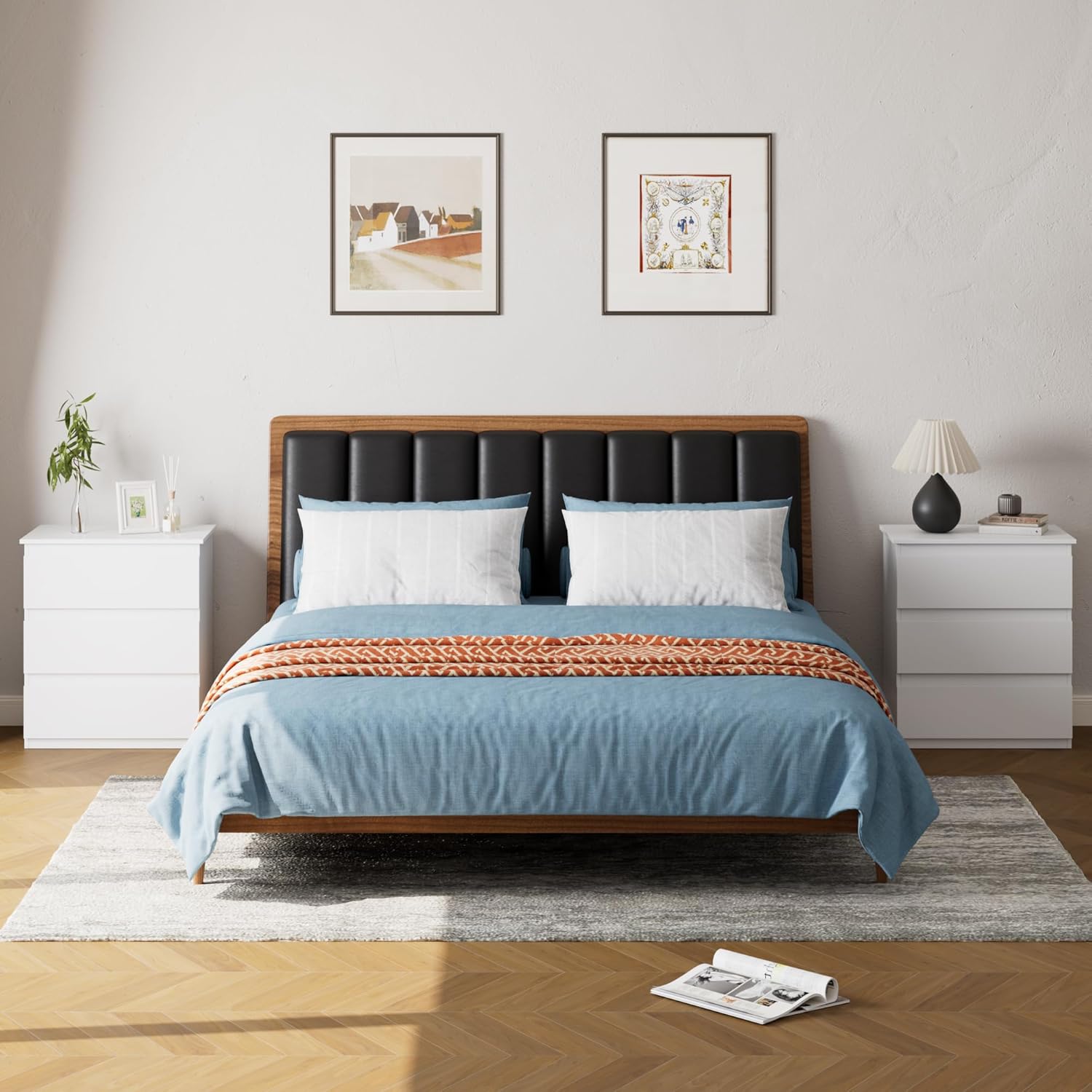 White 3 Drawer Storage Bedside Nightstand Side Table