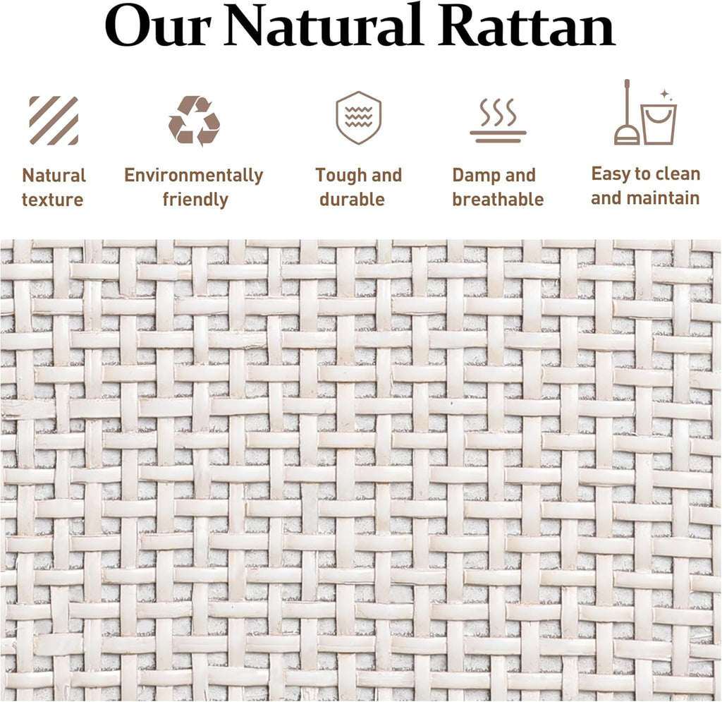 Grayish White Rattan 2 Drawer Bedroom Nightstand