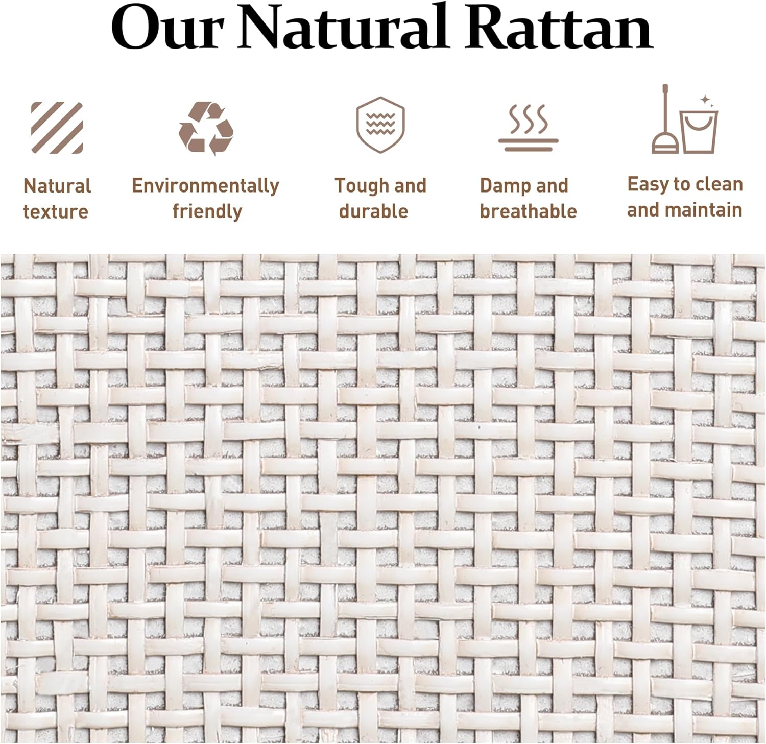 Grayish White Rattan 2 Drawer Bedroom Nightstand