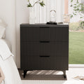 Brown Fluted 3 Drawer Oversized Bedroom Nightstand