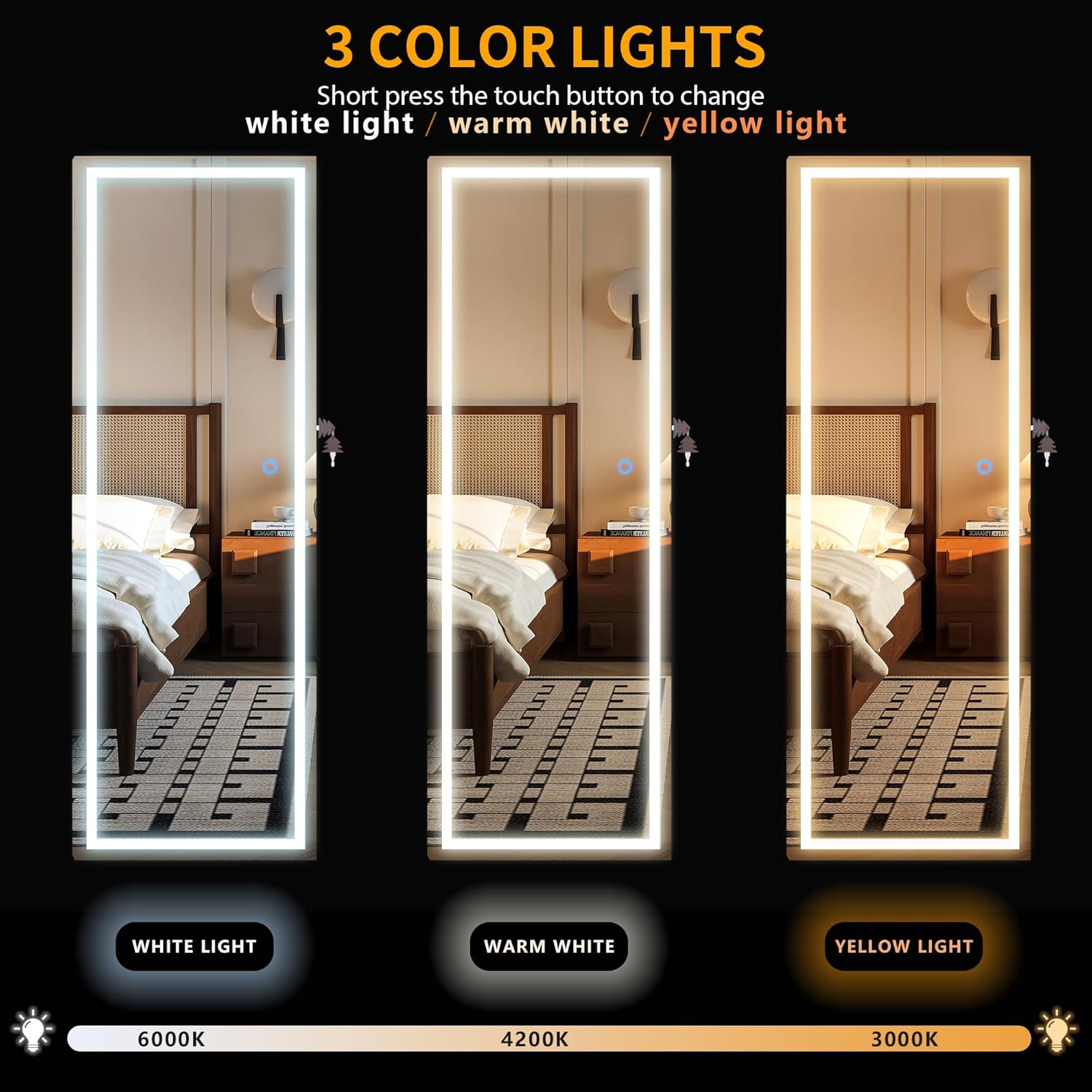 LED Lockable White Full Length Hanging Jewelry Armoire
