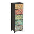 Retro Mandala Slim Narrow Fabric Drawer Storage Dresser