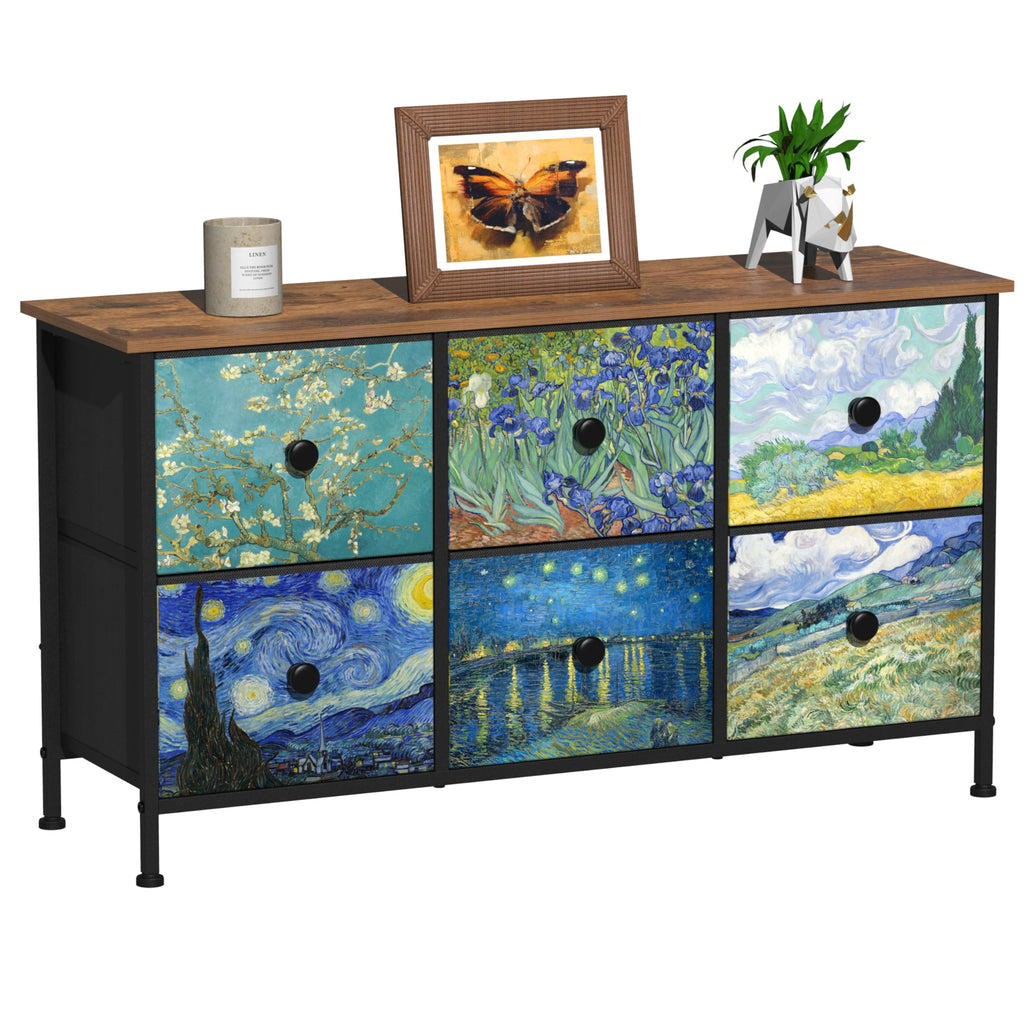 Rustic Brown Wood Top 8 Drawer Narrow Tall Dresser