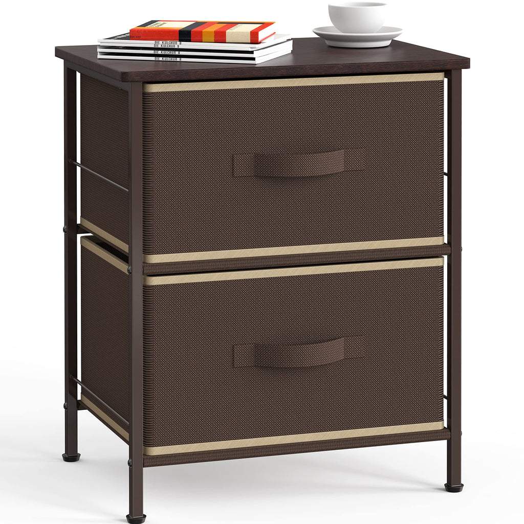 Brown Wood Top 3 Drawer Nightstand Dresser