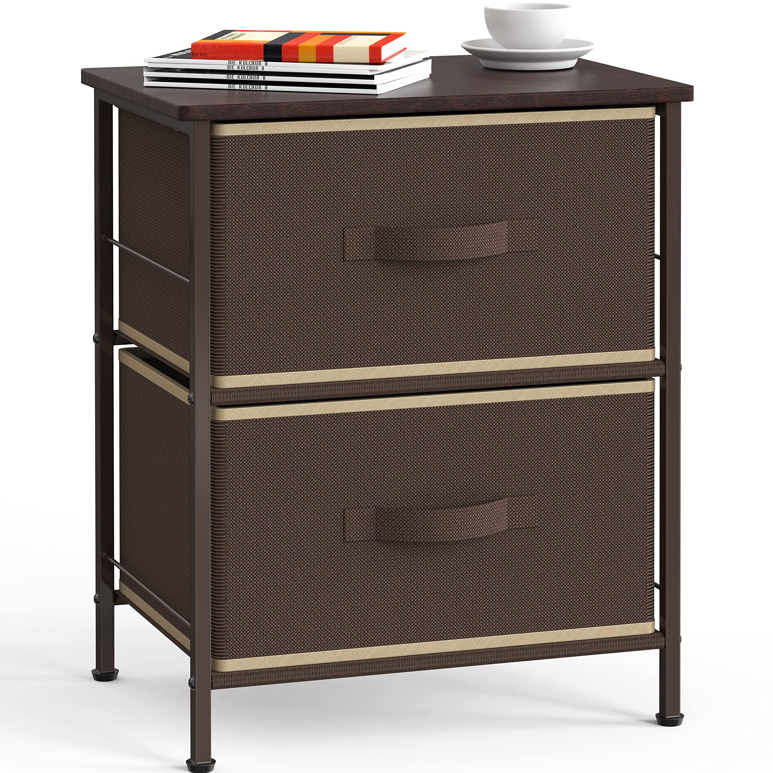 Brown Wood Top 3 Drawer Nightstand Dresser