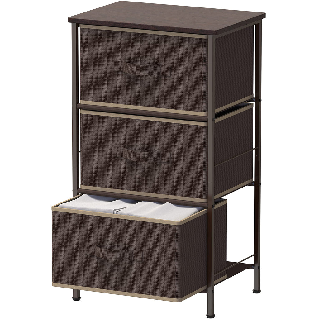 Brown Wood Top 3 Drawer Nightstand Dresser