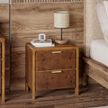 Natural Burl Wood 3 Drawer Farmhouse Nightstand