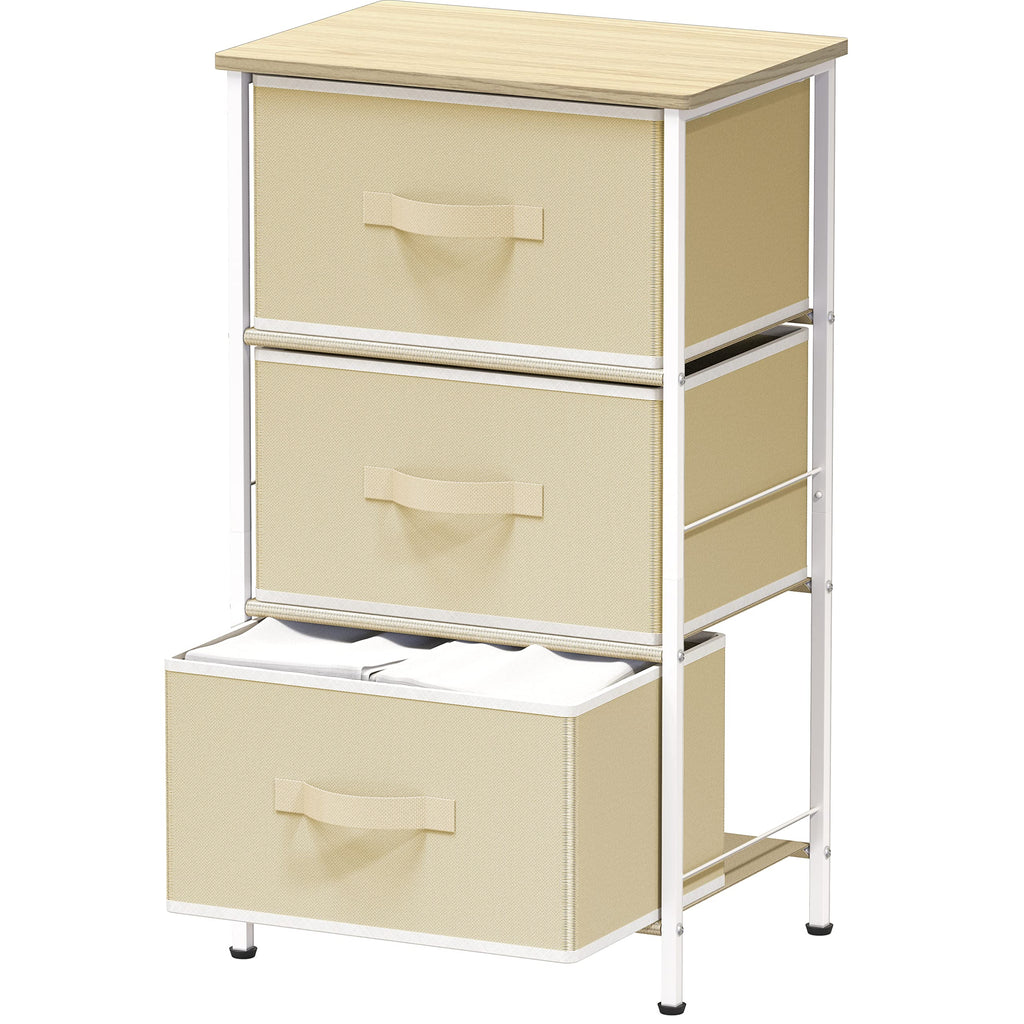 Brown Wood Top 3 Drawer Nightstand Dresser