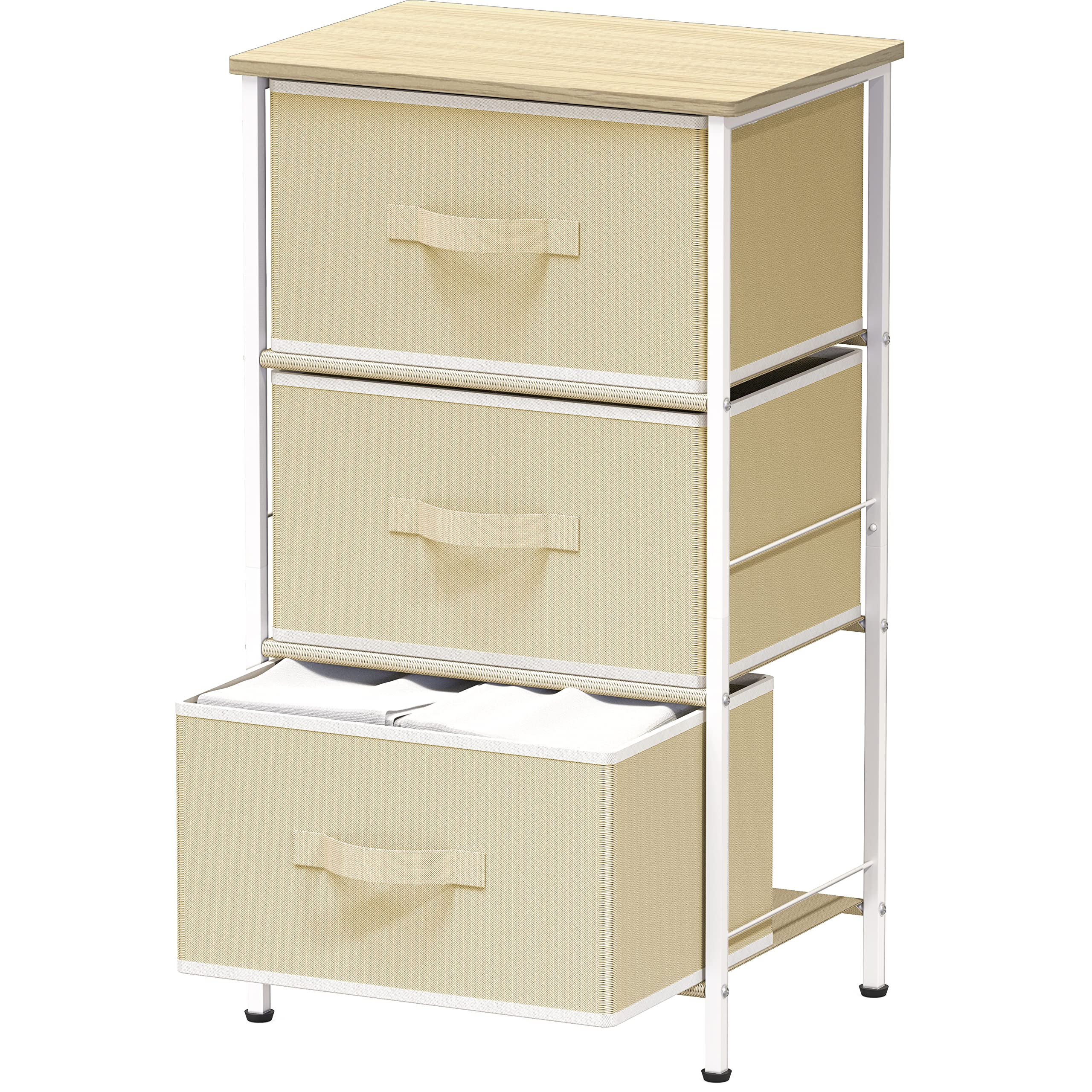 Brown Wood Top 3 Drawer Nightstand Dresser