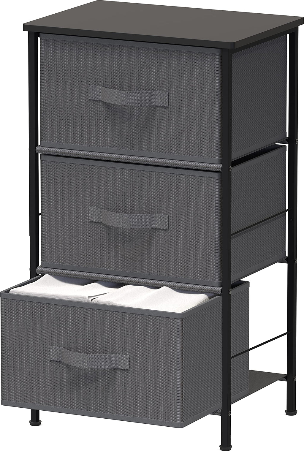 Brown Wood Top 3 Drawer Nightstand Dresser