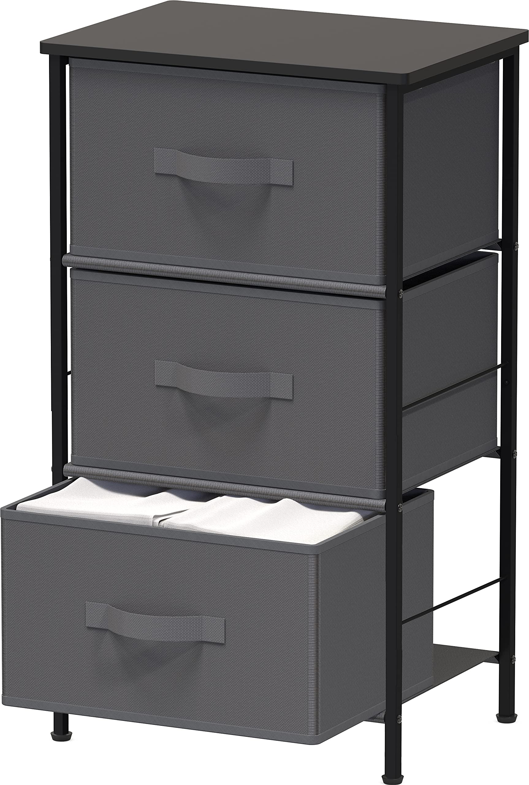 Brown Wood Top 3 Drawer Nightstand Dresser