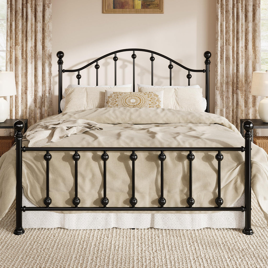 Black Victorian Curved Headboard King Metal Bed Frame