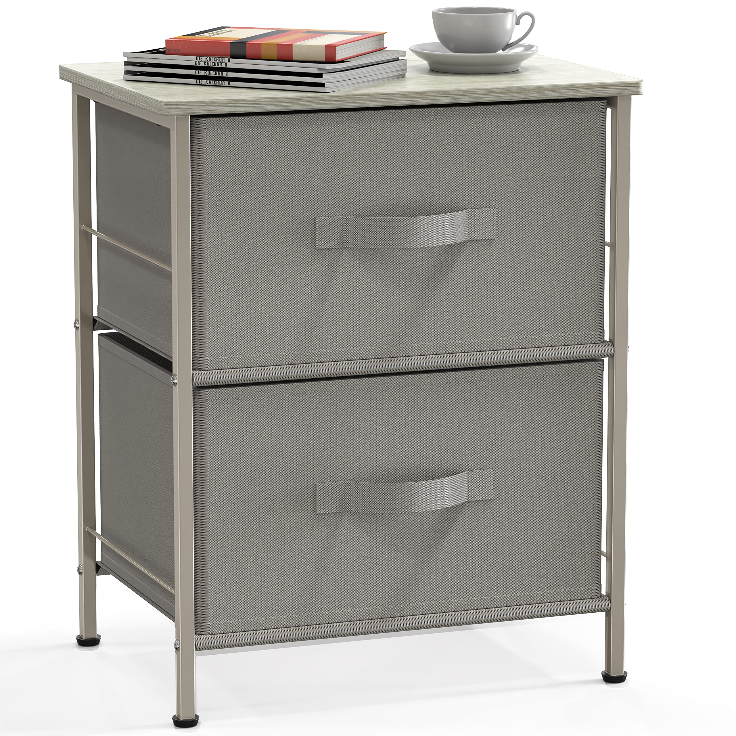 Brown Wood Top 3 Drawer Nightstand Dresser
