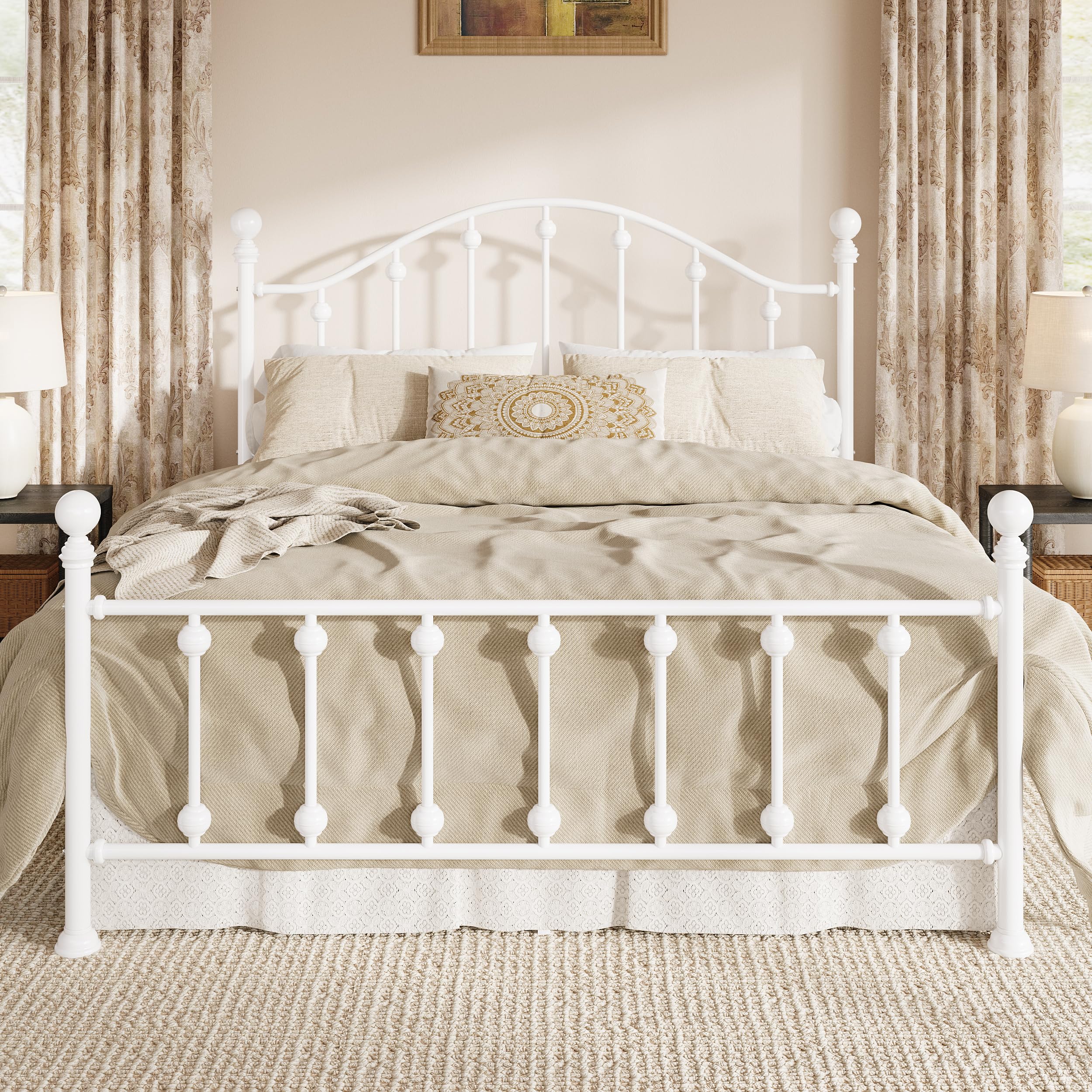Black Victorian Curved Headboard King Metal Bed Frame