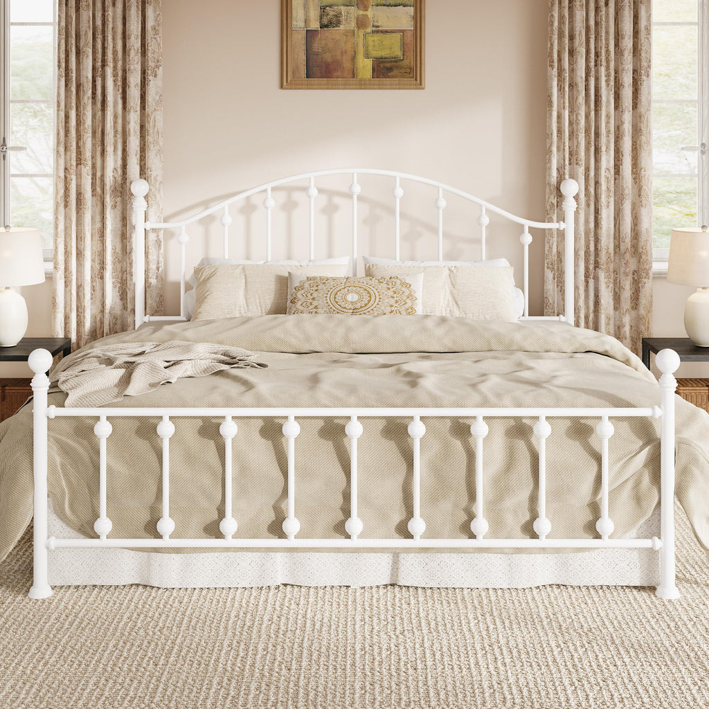 Black Victorian Curved Headboard King Metal Bed Frame